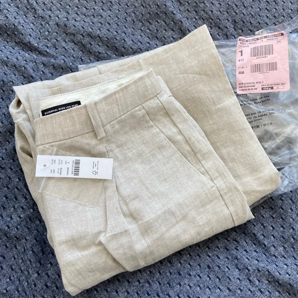 J. Crew - Wide-leg essential pant in linen - Flax Size 6 BW528 - NWT unopened - Picture 8 of 11